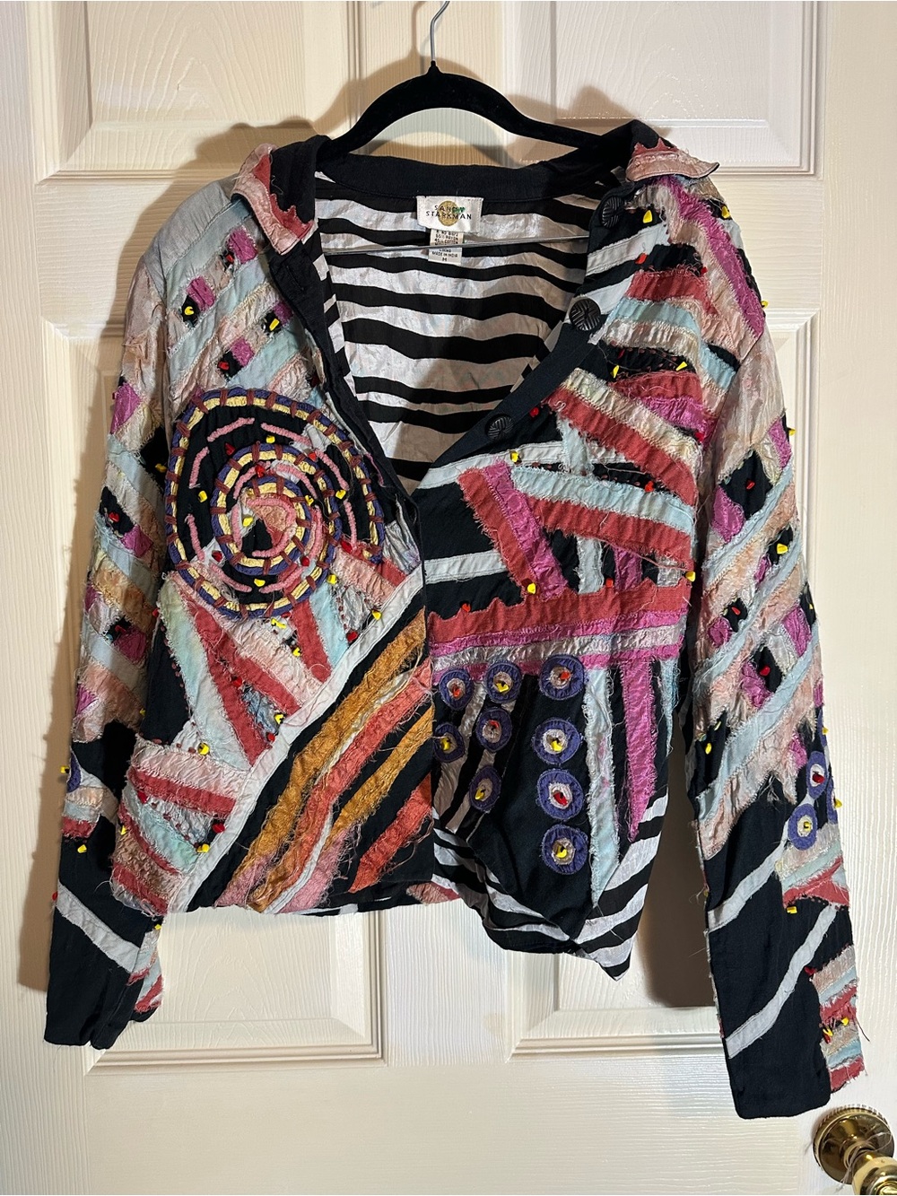 Sandy Stroman vintage distressed -Inspired Multicolor Patchwork Women’s jacket
